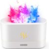 Colorful Flame Air Aroma Diffuser Humidifier, Upgraded 7 Flame Color Noiseless Essential Oil Diffuser for Home,Office,Yoga with Auto-Off Protection 180ml (8Hours White)