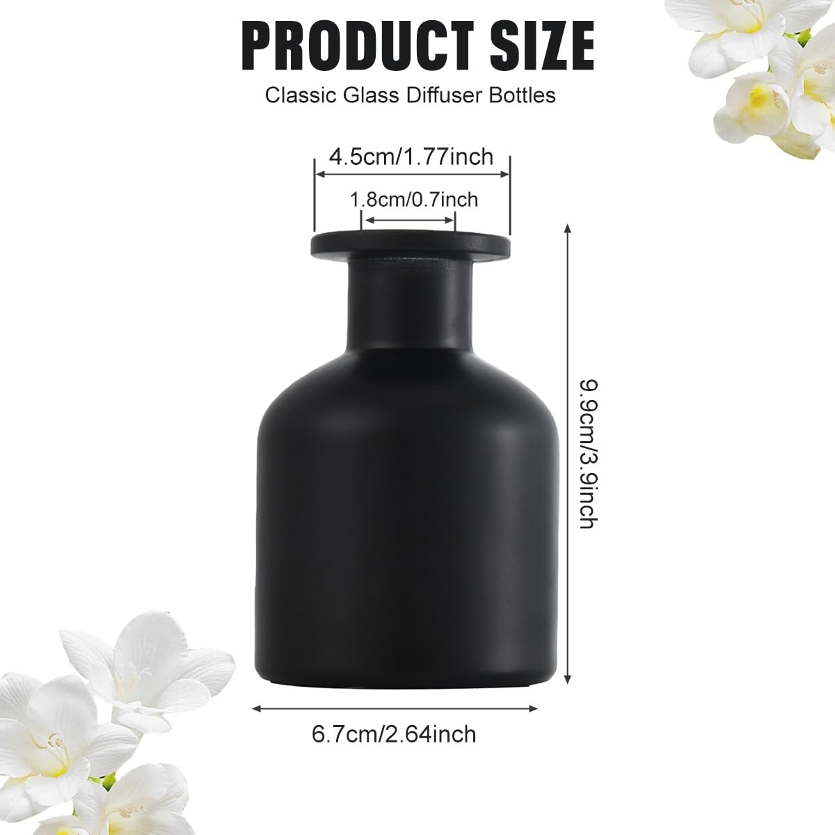 ingle 150ml/5oz Empty Glass Diffuser Bottle (Refillable) — Aromatherapy Storage Container & Accessory, Ideal for DIY Reed Diffuser Refills, Crafts, and Home Decor (Black) - Image 2