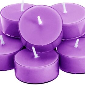 Scented Soy Wax Tealight Candles Bulk, Lavender Aromatherapy Candle for Stress Relief, Clear Cup Long Lasting, for for Relaxation, Spa and Bath|Pack of 12