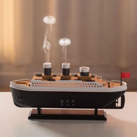Ship Design Aroma Humidifier, Colorful LED Light Humidifier with Waterless Auto Shut-Off, Silent Operation,Vapor Aromatherapy Black Bedroom