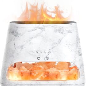 2-in-1 Ultrasonic Essential Oil Diffuser & Himalayan Salt Lamp, Aromatherapy Diffuser Cool Mist Humidifier with 3 Brightness, Salt Therapy Lamp, 100% Pure Himalayan Salt Rock, 150ml (Marble)