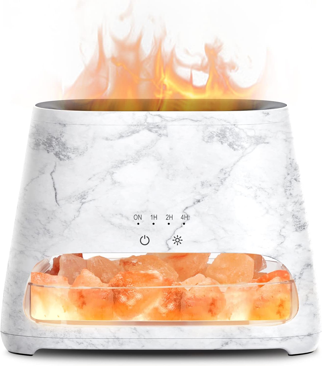 2-in-1 Ultrasonic Essential Oil Diffuser & Himalayan Salt Lamp, Aromatherapy Diffuser Cool Mist Humidifier with 3 Brightness, Salt Therapy Lamp, 100% Pure Himalayan Salt Rock, 150ml (Marble)