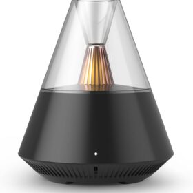 Essential Oil Diffuser, Modern Style Aroma Diffusers with Candle Light Remote Control, USB Powered 150ml Ultrasonic Cool Mist Aromatherapy for Home Room Office Bedroom, Automatic Off, Black