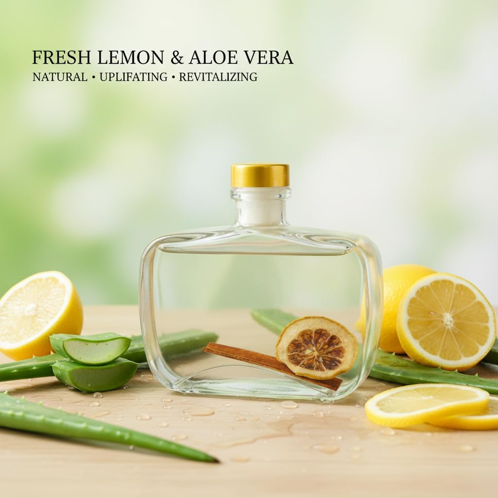 Reed Diffuser Set — Lavender-Scented Flameless Air Freshener (Home Use); 100ml Long-Lasting Essential Oil Diffuser with Natural Reeds (Lemon Scent); Safe, Non-Toxic, and Suitable for Bedrooms, Offices, and Bathrooms - Image 2