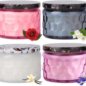 Rose/Vanilla/Jasmine/Lavender Candles, 4 Pack Candles for Home Scented, Natural Soy Wax Luxury Candles Set, Bridesmaid Proposal Pink Gifts for Women, Ideal for Birthday, Mother's Day 16.8oz