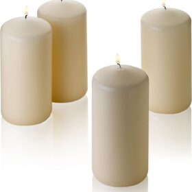 Light In The Dark French Vanilla Pillar Scented Candles 6" Tall X 3" Wide Set of 4