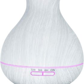 Aromatherapy Essential Oil Diffuser 550ml 12 Hours White Wood Grain Aroma Diffuser with Timer for Large Room, Home, Baby Bedroom, Waterless Auto Shut-Off, 7 Colors Lights Changing