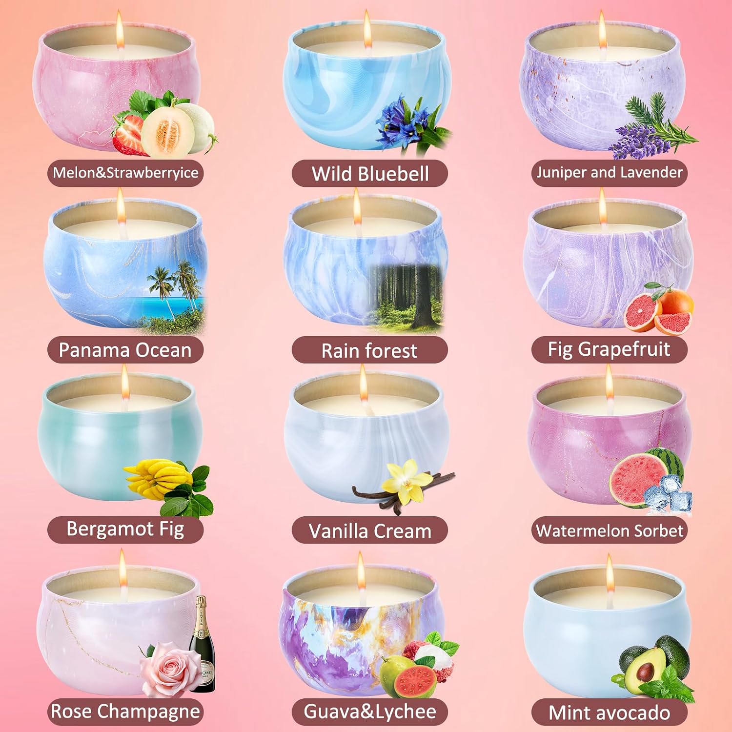 12 Pack Scented Candles Gifts Set for Women, 2.5 oz Soy Wax Aromatherapy Candles for Home Decoration, Long Lasting Tin Jar Candles, Best Gifts for Women Birthday, Valentine, Mother's Day, Christmas - Image 2