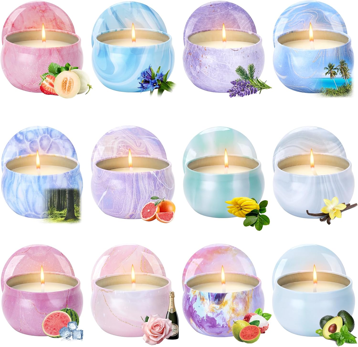 12 Pack Scented Candles Gifts Set for Women, 2.5 oz Soy Wax Aromatherapy Candles for Home Decoration, Long Lasting Tin Jar Candles, Best Gifts for Women Birthday, Valentine, Mother's Day, Christmas