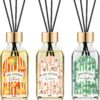 3-Piece Reed Diffuser Set — Linen, Eucalyptus, and Citrus Scented Essential Oil Diffusers (Includes 15 Reeds); A Top Choice for Home, Bathroom, and Office Decor; Each Bottle is 1.7 fl oz (Total Capacity: 5.1 fl oz) oz