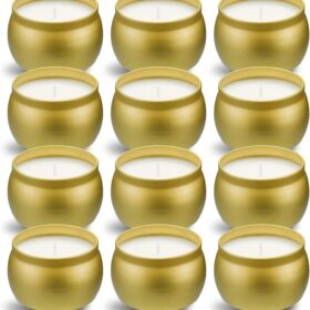 Scented Candles Gift Set, 12 Pack Natural Soy Wax Single tin 4 oz for Family Gatherings, Festive Candles…
