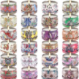 24 Pack Scented Candles Set for Home, Relaxing Stress Relief, Aromatherapy - Natural Soy Wax and Fragrance - Gifts for Women, Mom, Best Friend, Wife, Birthday