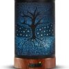 Aromatherapy Essential Oil Diffuser 150ml- Electric Cool Mist Aroma Diffuser with Intermittent Mode, Auto Shut-Off Protection, 7 Colors Changing LED Light for Home Office Decor & Gift (Life Tree)