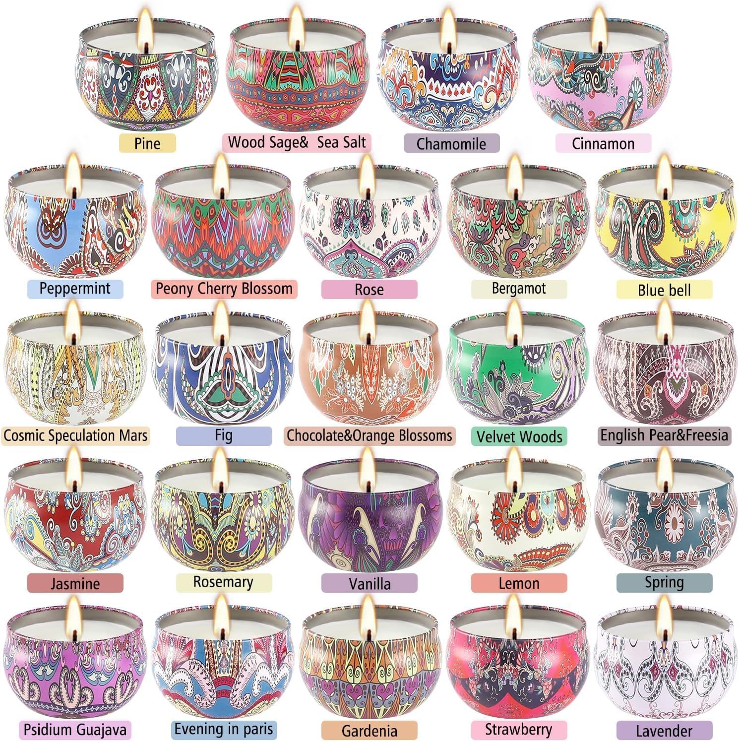 24 Pack Scented Candles Set for Home, Relaxing Stress Relief, Aromatherapy - Natural Soy Wax and Fragrance - Gifts for Women, Mom, Best Friend, Wife, Birthday - Image 2