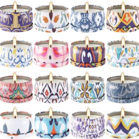 Scented Candles Gifts Soy Wax Travel Tin Jar Candles for Home 2.5 OZ Candles for Mom for Christmas, Birthday, Thanksgiving, Mother's Day Set 16 Pack