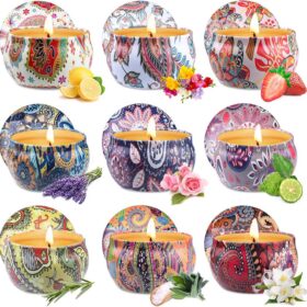 Scented Candles Gift Set for Womem, 9 Pack Aromatherapy Candles for Home Scented, 180 Hour Long Lasting Soy Candle Lavender Candle Valentine's Day Birthday Chrismas Gifts for Women Bath Spa Yoga